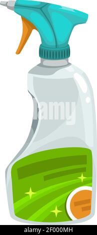 Reinigungsspray Flasche isolierte Fenster Waschmittel. Vektor-Trigger mit Funkeln und Etikett, Reinigungsflüssigkeit, um Glas zu waschen. Spritzgerät zum Reinigen des Bades Stock Vektor