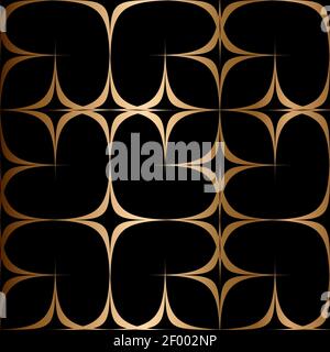 Abstrakt Vektor ornamental nahtlose goldene Muster. Schwarzer Hintergrund. Stock Vektor