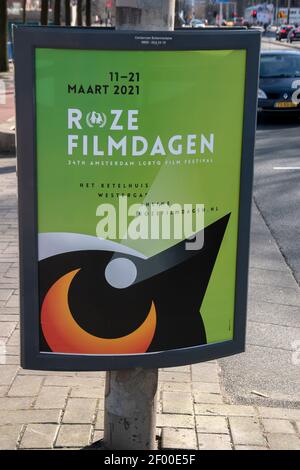 Plakatwand Roze Filmdagen In Amsterdam Niederlande 5-3-2021 Stockfoto