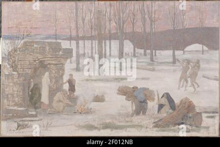 Pierre-Cécile Puvis de Chavannes - L'Hiver, esquisse pour l'Hôtel de Ville de Paris Stockfoto