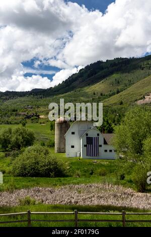 McPolin Farm Open Space wurde von den Bürgern von Park City in Utah dauerhaft als Freiraum geschützt. Stockfoto