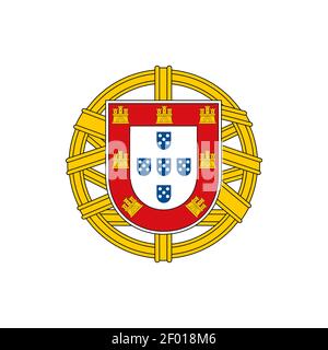 Portugal Wappen isoliert nationale Flagge Emblem. Vektor Portugiesisches Schild, Gruppe von fünf, kleines Wappen von Portugal. Symbol für europäisches Land, Stock Vektor