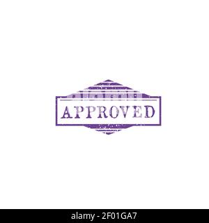 Genehmigte Stempeldichtung isoliert Grunge Zeichen der Genehmigung. Vektor akzeptiert oder Kontrollmarke, Zugangsgenehmigung. Zugelassen oder ratifiziert, akkreditiert oder insi bestätigt Stock Vektor