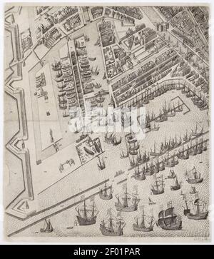 Pieter Bast - Amstelodamum urbs Hollandiae primaria emporium totius Europae celeberrimum (1599) 2-1. Stockfoto