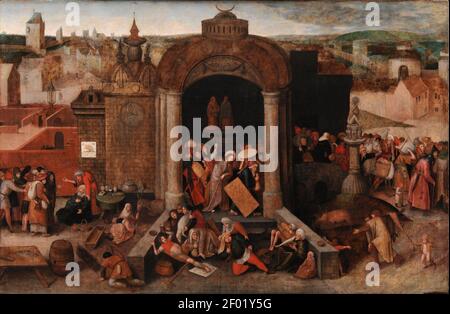 Pieter Bruegel der ältere - Christus fahren die Händler aus dem Tempel Stockfoto
