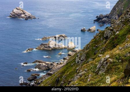 Carino, Spanien. Felsen am Cabo Ortegal, einem Kap in Galicien Stockfoto