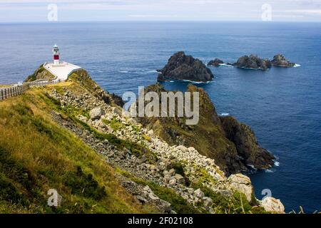 Carino, Spanien. Der Leuchtturm am Cabo Ortegal, einem Kap in Galicien Stockfoto