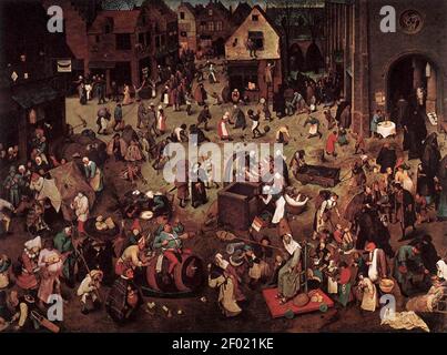 Pieter Bruegel der Ältere - der Kampf zwischen Karneval und Ausgeliehen Stockfoto