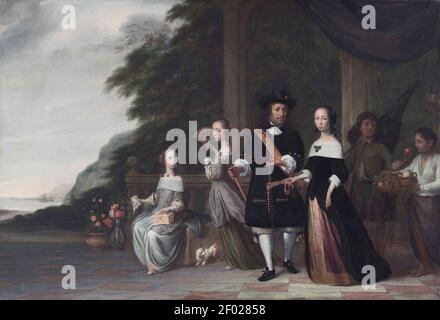 Pieter Cnoll, Cornelia van Nijenrode und ihre Töchter, von Jacob Coeman. Stockfoto