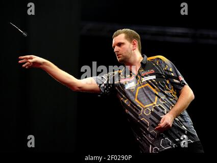 Martijn Kleermaker am zweiten Tag des Ladbrokes UK Open 2021 Turniers in der Marshall Arena, Milton Keynes. Bilddatum: Samstag, 6. März 2021. Stockfoto