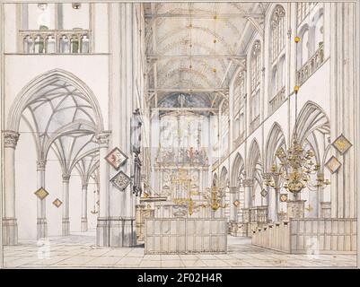 Pieter Janszoon Saenredam - Innere der Kirche des heiligen Laurentius (Groote Kerk oder große Kirche) in Alkmaar, 1661 Stockfoto