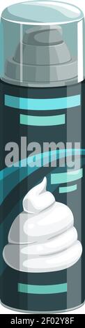 Rasiergel Schaum isoliert Flasche Mockup. Vector kosmetisches Aerosol Spray mit Creme Wirbel, Pflege Schaum mit Spender und Kappe. Hygieneprodukt, Stock Vektor