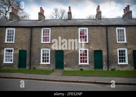 Reihenhäuser in Cambridge, in der Nähe von Jesus Green Lower Park Street. Stockfoto