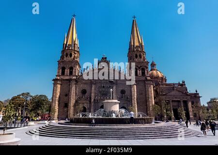 Die beeindruckende Kathedrale von Guadalajara im historischen Zentrum, Guadalajara, Jalisco, Mexiko Stockfoto