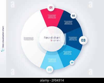 Vektor Runde Kreis Infografik Diagramm Vorlage durch fünf Teile geteilt Stock Vektor