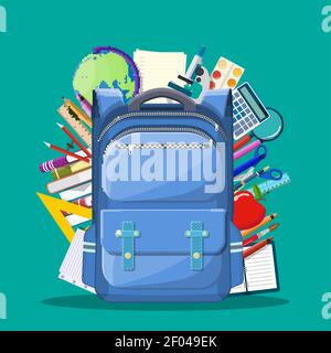 Schulrucksack mit Büchern, Stock Vektor