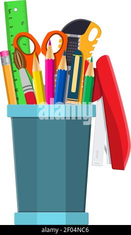 Stifthalter Büroausstattung. Stock Vektor