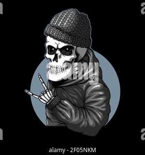 Skull funky Stil Vektor-Illustration für Ihre Firma oder Marke Stock Vektor