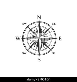 Wind der Rose, Pfeile zeigen Nord-Ost, Ost-Süd, Süd-West und West-Nord isolierte Navigationsgeräte. Vektor windrose Retro Kompass, Anleitung Stock Vektor