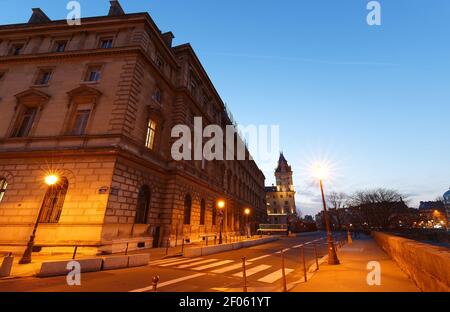 Die 36 quai des Orfevres, historischen Sitz der Pariser Justizpolizei, Paris, Frankreich. Stockfoto