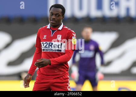 Swansea, Großbritannien. März 2021, 06th. Marc Bola #27 von Middlesbrough während des Spiels in Swansea, UK am 3/6/2021. (Foto von Mike Jones/News Images/Sipa USA) Quelle: SIPA USA/Alamy Live News Stockfoto