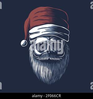 Totenkopf trägt einen weihnachtsmann Hut für weihnachten Vektor-Illustration für Ihr Unternehmen oder Ihre Marke Stock Vektor