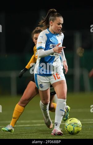 Niederhasli, Zürich. März 2021, 06th. 6th. März 2021, Niederhasli, GC/Campus, AXA Women's Super League: Grasshopper Club Zürich - BSC YB Women, # 15 Ella Ljustina (GC) in Aktion, am Ball (Schweiz/Kroatien OUT) Quelle: SPP Sport Pressefoto. /Alamy Live Nachrichten Stockfoto