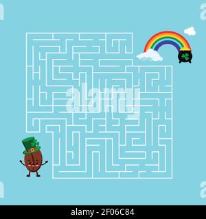 Saint Patrick Tag Kaffeebohne Labyrinth Spiel. Stock Vektor