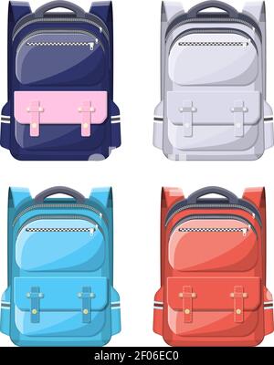 Bunte Schulrucksäcke. Stock Vektor