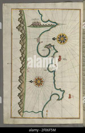 Piri Reis - Karte der anatolischen Küste mit der Stadt Silifke Stockfoto