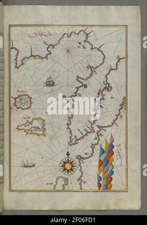 Piri Reis - Karte der Inseln von Semendrek und Imroz in der Ägäis Stockfoto