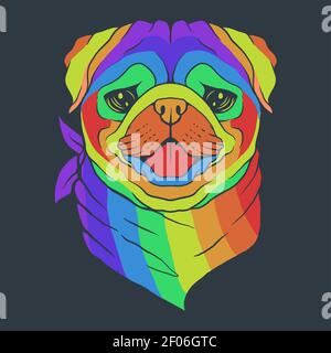 Pug Hund Kopf bunte Vektor-Illustration für Ihr Unternehmen oder Marke Stock Vektor