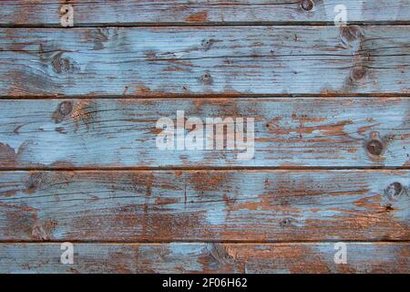 Alte verwitterte Holzdiele Textur mit hellblauer Farbe für Hintergrund mit Kopierbereich Stockfoto