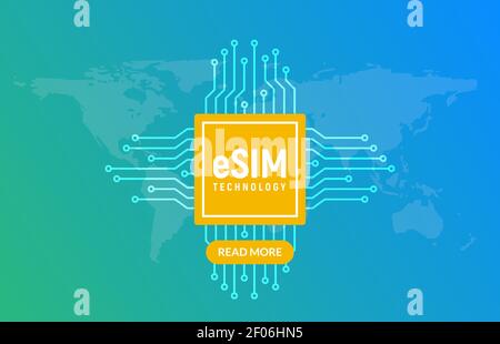Symbol für das Konzept der eSIM-Chipkarte. Embedded sim-Karte Mobilfunk-Technologie Smart-Konzept Stock Vektor