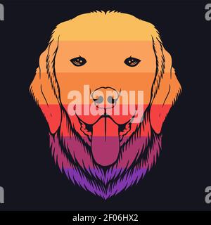 Hund golden Retriever retro bunte Illustration für Ihr Unternehmen oder Marke Stock Vektor