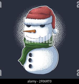 Schneemann trägt einen weihnachtsmann Hut für weihnachten Vektor-Illustration für Ihr Unternehmen oder Ihre Marke Stock Vektor