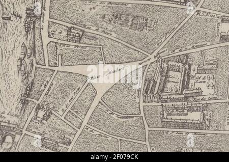 Place Maubert - Plan de Gomboust 1652. Stockfoto