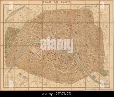 Plan de Paris von Alexandre Vuillemin, 1889 - Stanford Libraries. Stockfoto