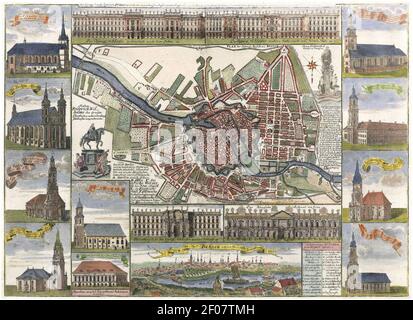 Plan der königlichen Residenz Berlin, Johann David Schleuen, 1739. Stockfoto