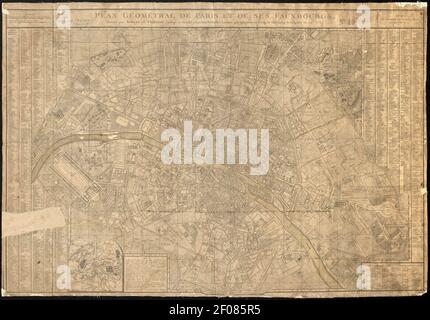 Plan géométral de Paris et de ses fauxbourgs - Norman B. Leventhal Map Centre. Stockfoto