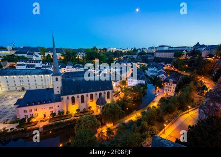 Den historischen schönen und herrlichen Blick auf den Grund, Luxemburg Stockfoto