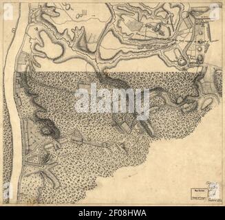 Plan des Lagers und Position der Armee unter seinem Excelly. LT. General Burgoyne im Swords House am Hudson's River am Septr. 17th, mit den Positionen dieses Teils der Armee auf der engagiert Stockfoto