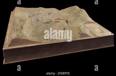 Plan Relief de Jérusalem et de ses environs d'après les Plans de Wilson, Schick, V.Guérin, etc. - construit par Ch.Muret-Vorderkopie. Stockfoto