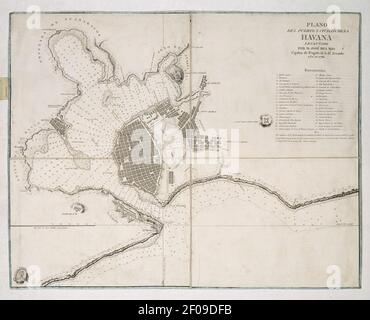 Plano del puerto y ciudad de la Havana Stockfoto