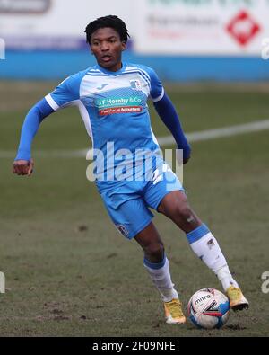 BARROW IN FURNESS. MÄRZ 6th Kgosi Ntlhe von Barrow während des Sky Bet League 2 Spiels zwischen Barrow und Mansfield Town in der Holker Street, Barrow-in-Furness am Samstag, 6th. März 2021. (Kredit: Mark Fletcher, Mi News) Kredit: MI Nachrichten & Sport /Alamy Live Nachrichten Stockfoto