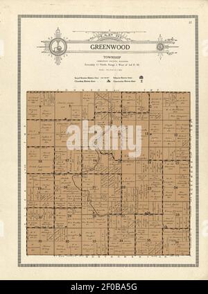 Plat Buch und komplette Übersicht über Christian County, Illinois - mit Plats aller Townships mit Namen der Eigentümer, auch skizzieren Karte der Grafschaft zeigt Lage der Townships, Dörfer, Straßen, Stockfoto