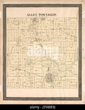 Plat Buch und statistische Aufzeichnung von Noble County, Indiana - mit einer kurzen Geschichte der Grafschaft, Townships, Städte und größere Städte, zusammen mit einer großen Karte von Indiana und skizzieren Karte von Stockfoto