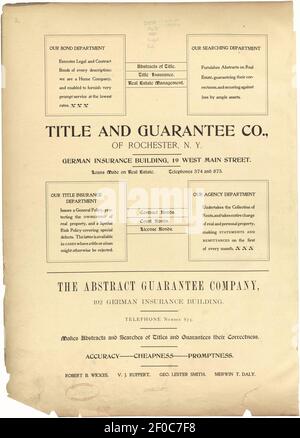 Plat Buch, Stadt Rochester, New York - sorgfältig zusammengestellt aus offiziellen Aufzeichnungen und Umfragen. Stockfoto