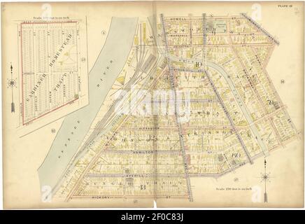 Plat Buch, Stadt Rochester, New York - sorgfältig zusammengestellt aus offiziellen Aufzeichnungen und Umfragen. Stockfoto