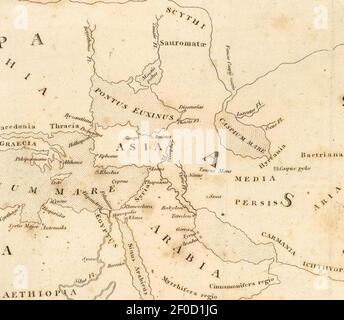 Playfair, Principal. Karte der Welt nach Strabo. 1814 C. Stockfoto